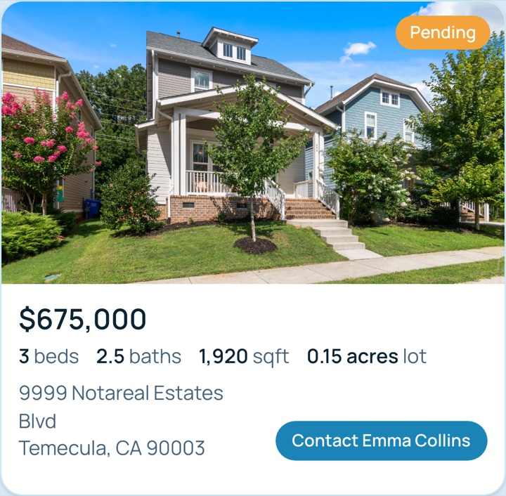 Example listdtree listing card 3 with property photos and status badge